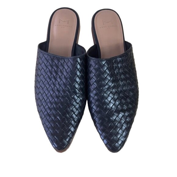 Marc Fisher Shoes - MARC FISHER Womens Black Cushioned Garren Pointed Toe Slip On Leather Mules